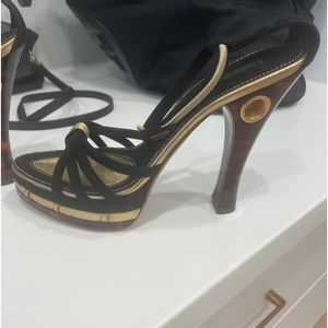 Louis Vuitton suede sandal. Excellent condition. 5 inch heel